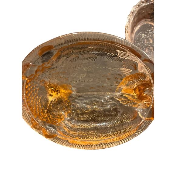 Vintage L.G. Wright Peach Pink Large Glass Hen on A Nest Candy Dish Split Tail - Picture 5 of 5